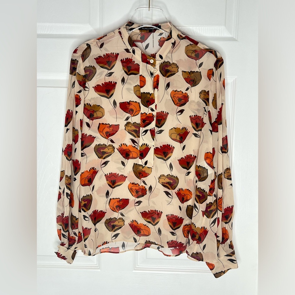 NEW Luisa Cerano Poppy Floral Print Women's Blouse Sz 6